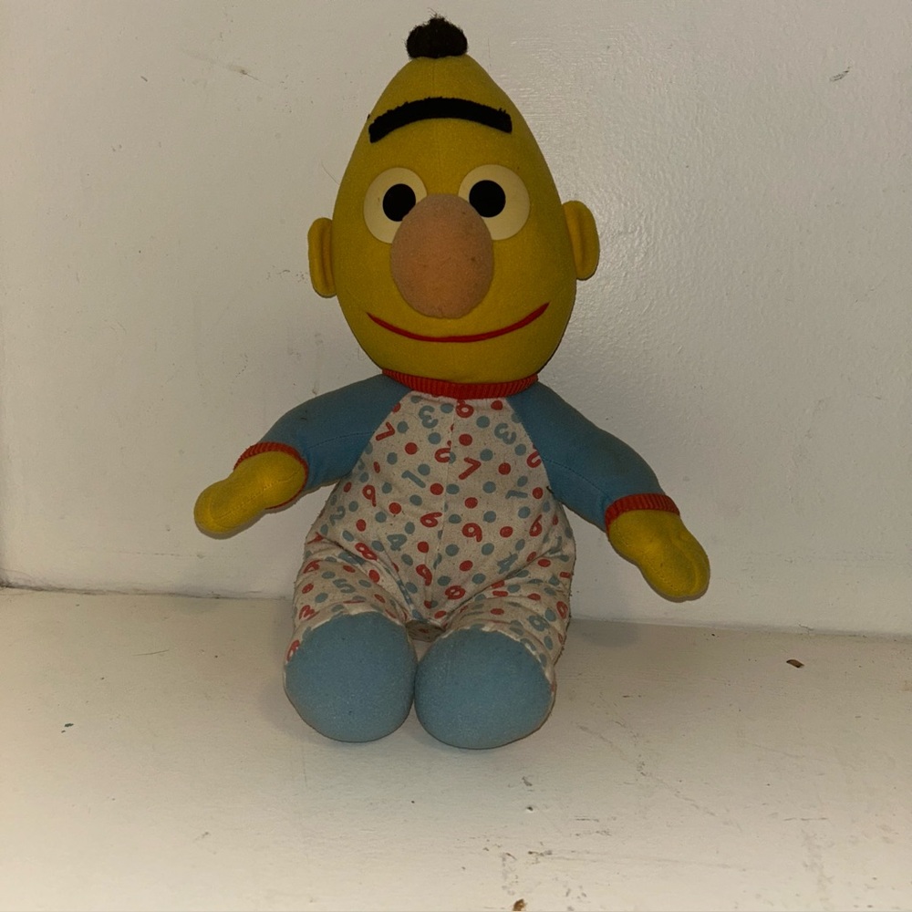 Vintage- Habro Preschool Bert Plush  12" Sesame Street Softies 1980's Doll